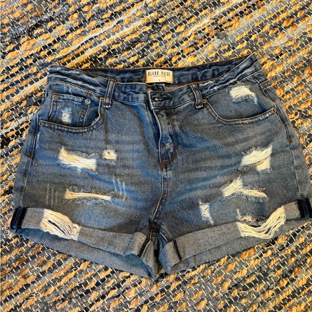 Blank NYC Women's Distressed Jean Shorts - Blue